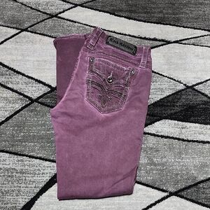 ROCK REVIVAL MARGIE EMBROIDED RHINESTONE FAUX-FLAP SKINNY DENIM JEAN